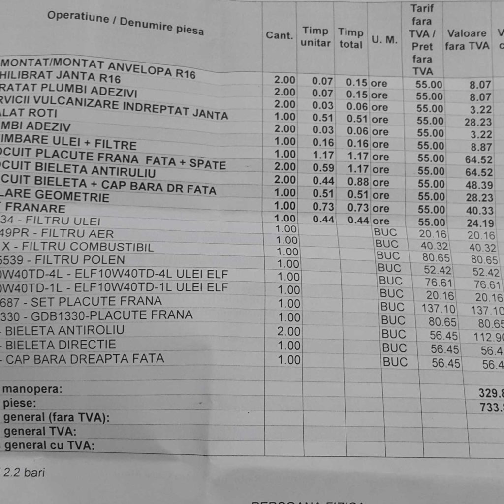 factura masina